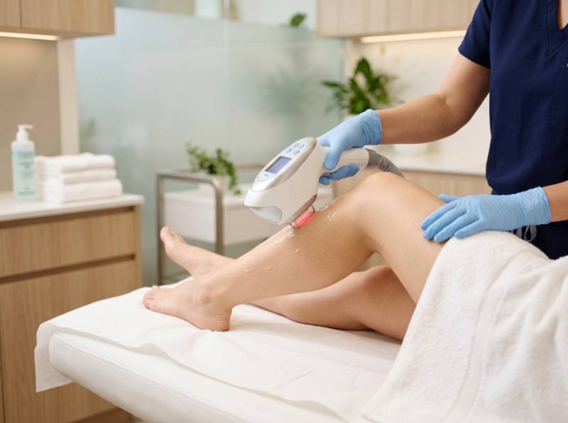 Traitement d'épilation laser sur les jambes dans une clinique esthétique spécialisée à Lyon
